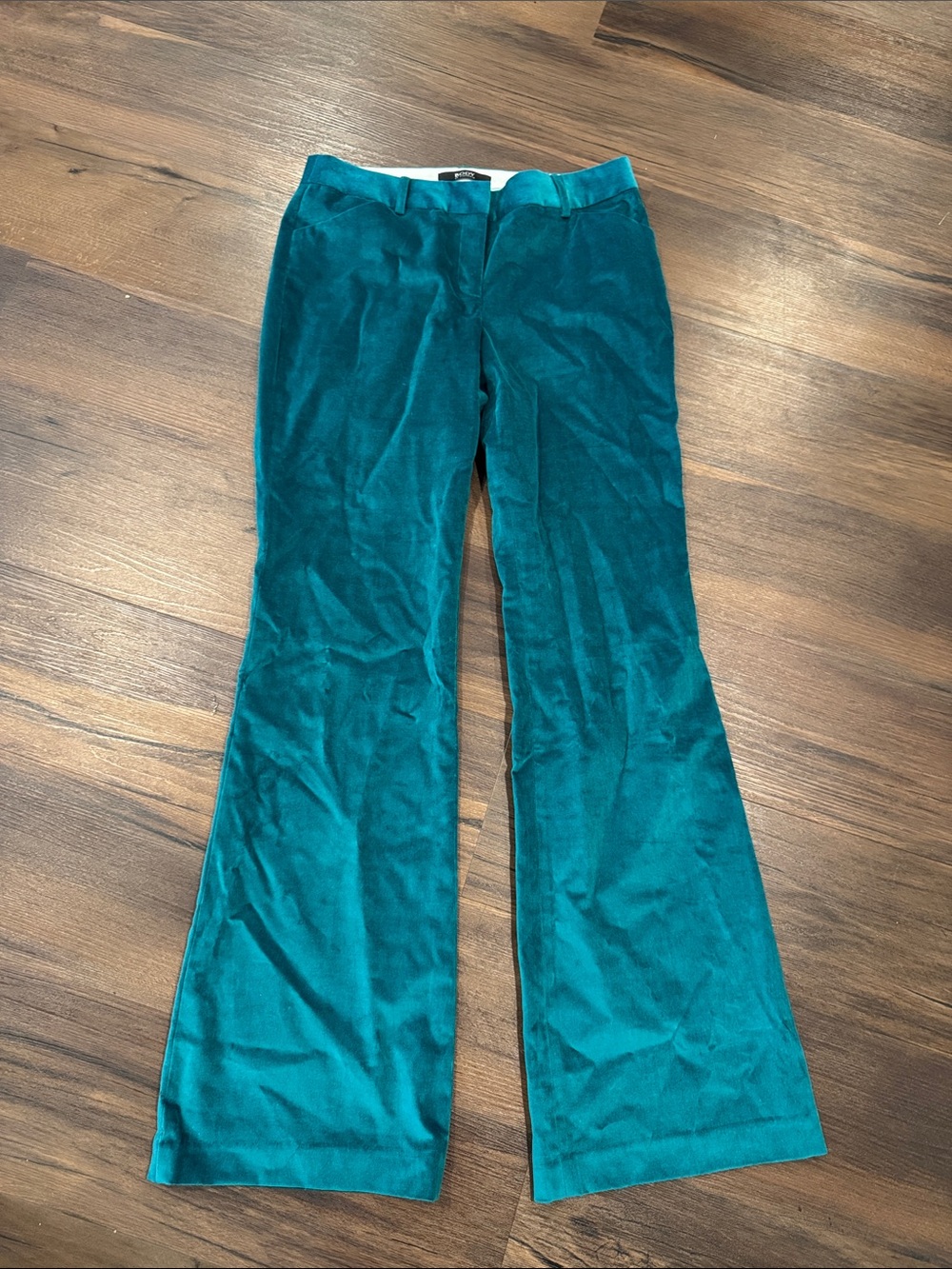 Vintage Y2K Body by Victoria Christie Fit Teal Velvet Flare Pants Size 8